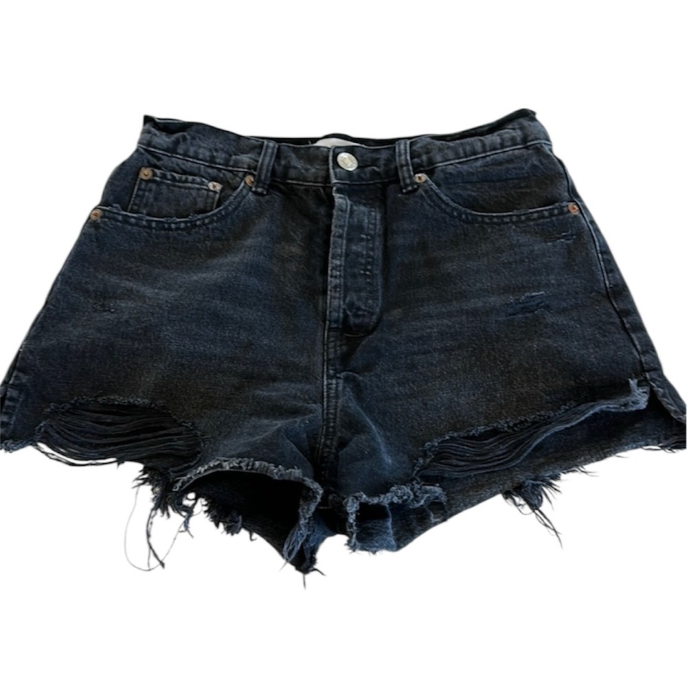 Zara High Waisted Distressed Shorts